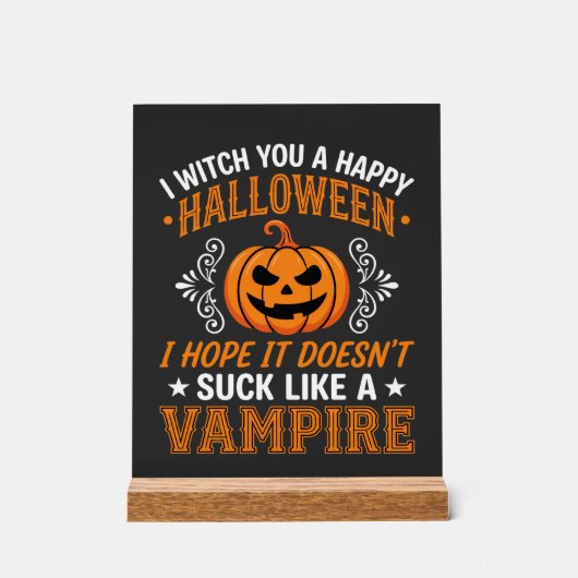 Grappige Halloween Vampier Pompoen Acryl Bord (Voorkant)