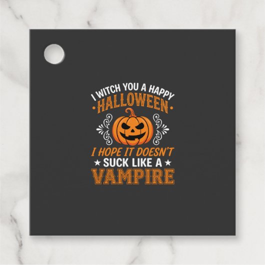 Grappige Halloween Vampier Pompoen Bedankjes Labels (Voorkant)
