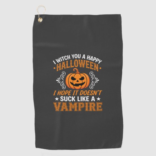 Grappige Halloween Vampier Pompoen Golfhanddoek (Voorkant)