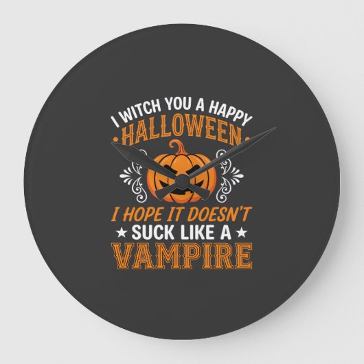 Grappige Halloween Vampier Pompoen Grote Klok (Voorkant)