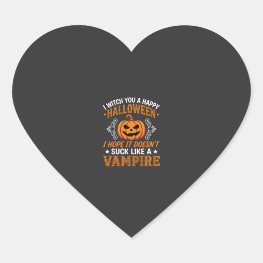 Grappige Halloween Vampier Pompoen Hart Sticker (Voorkant)