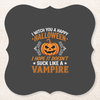 Grappige Halloween Vampier Pompoen Kartonnen Onderzetters