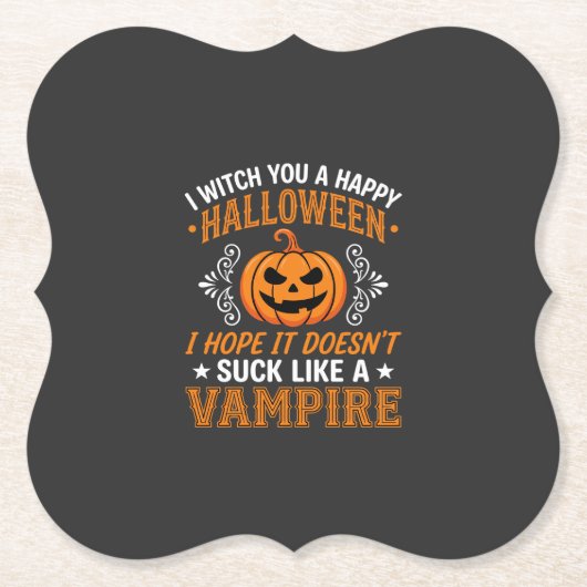 Grappige Halloween Vampier Pompoen Kartonnen Onderzetters (Voorkant)