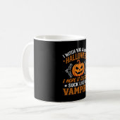 Grappige Halloween Vampier Pompoen Koffiemok (Voorkant links)