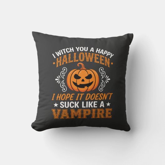 Grappige Halloween Vampier Pompoen Kussen (Voorkant)