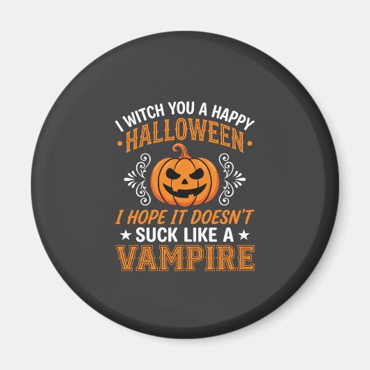 Grappige Halloween Vampier Pompoen Magneet (Voorkant)