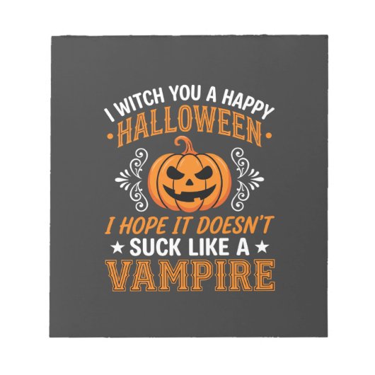 Grappige Halloween Vampier Pompoen Notitieblok (Voorkant)