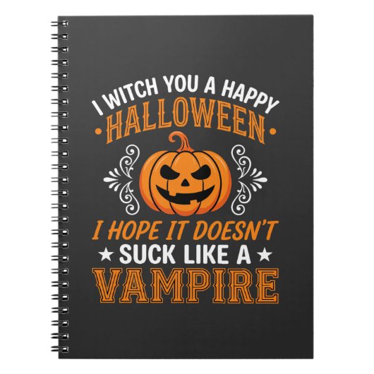 Grappige Halloween Vampier Pompoen Notitieboek (Voorkant)
