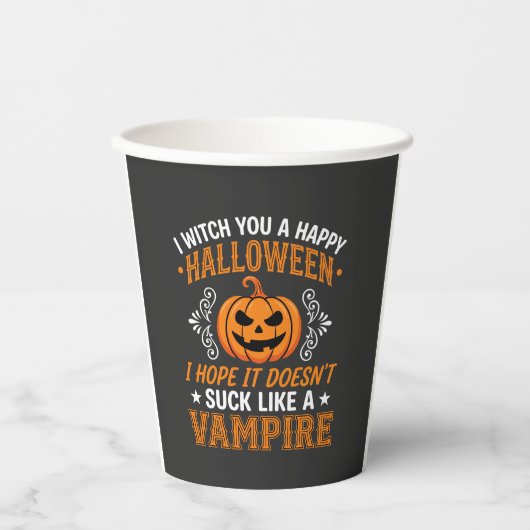 Grappige Halloween Vampier Pompoen Papieren Bekers (Voorkant)