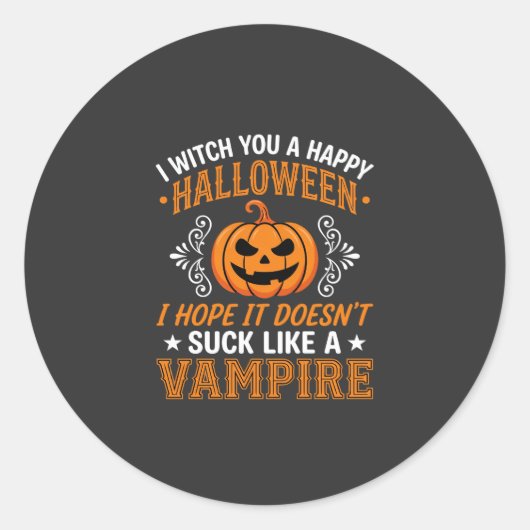 Grappige Halloween Vampier Pompoen Ronde Sticker (Voorkant)