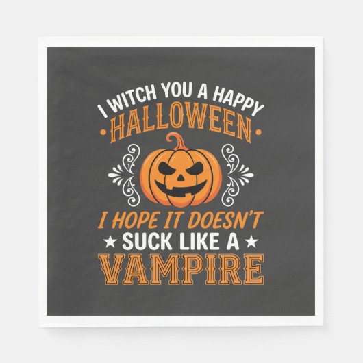 Grappige Halloween Vampier Pompoen Servet (Voorkant)