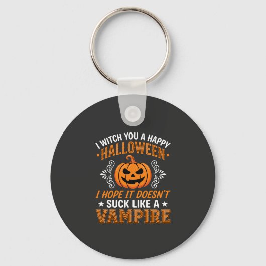 Grappige Halloween Vampier Pompoen Sleutelhanger (Voorkant)
