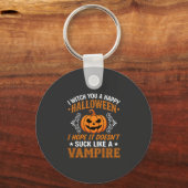Grappige Halloween Vampier Pompoen Sleutelhanger (Voorkant)
