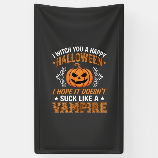 Grappige Halloween Vampier Pompoen Spandoek (Verticaal)