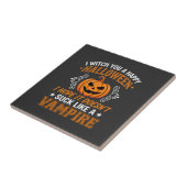 Grappige Halloween Vampier Pompoen Tegeltje (Zijkant)
