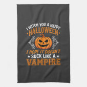 Grappige Halloween Vampier Pompoen Theedoek (Verticaal)
