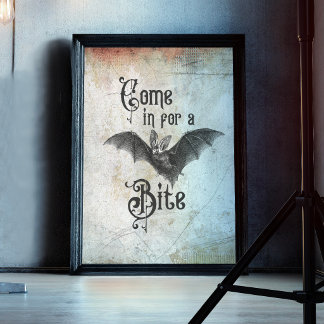 Grappige Halloween Vampier Vleermuis Kom Even Bijk Poster
