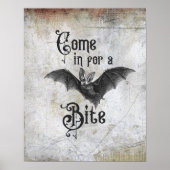 Grappige Halloween Vampier Vleermuis Kom Even Bijk Poster (Voorkant)