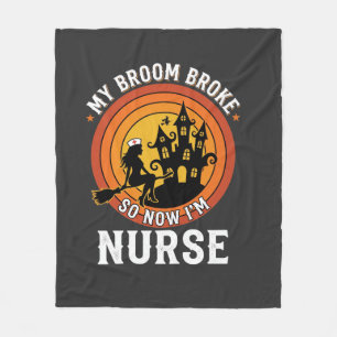 Grappige Halloween Verpleegster Heks Bezem Kostuum Fleece Deken