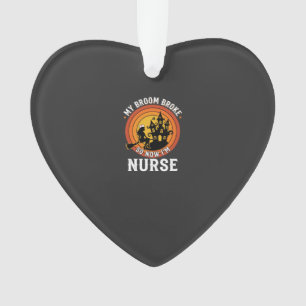 Grappige Halloween Verpleegster Heks Bezem Kostuum Ornament