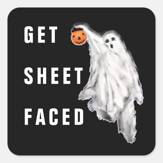 Grappige Halloween vierkante sticker (Voorkant)