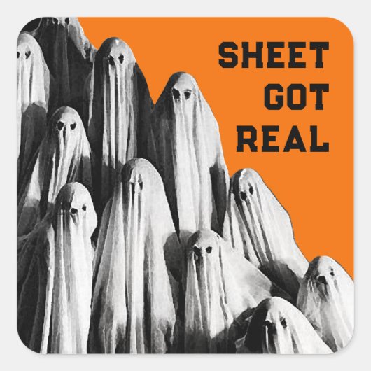 Grappige Halloween Vierkante Sticker (Voorkant)