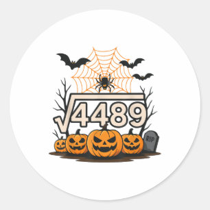 Grappige Halloween Vierkantswortel 4489 67 Meme Wi Ronde Sticker