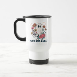 Grappige Halloween Vintage Geest & Bloemen Reisbeker