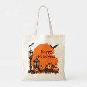 Grappige Halloween vleermuizen en Spooky Pumpkin C Tote Bag (Achterkant)