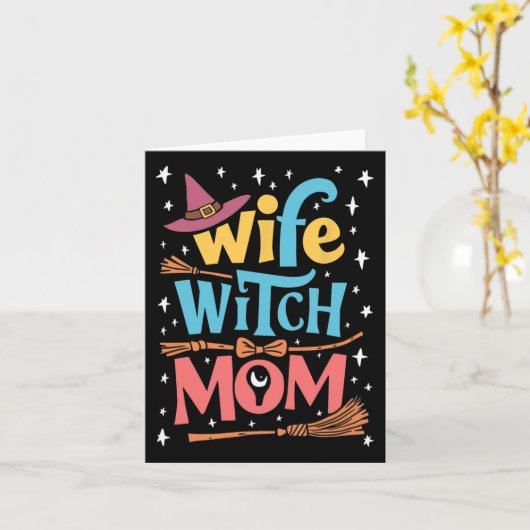 Grappige Halloween vrouw heks moeder Kaart (Gele Bloem)