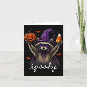 Grappige halloween wasbeer heksenhoed herfst pompo kaart