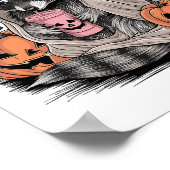 Grappige Halloween wasbeer met pompoenen TS - Scha Poster (Hoek)