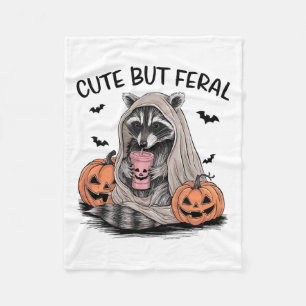Grappige Halloween wasbeer met pompoenen vleermuiz Fleece Deken