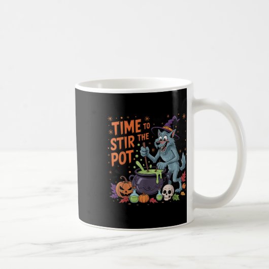 Grappige Halloween weerwolf tijd om de pot te roer Koffiemok (Rechts)