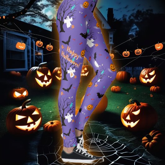 Grappige Halloween wezens en snoepjes Leggings