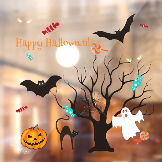 Grappige Halloween wezens en snoepjes Raamsticker (Vel 2)