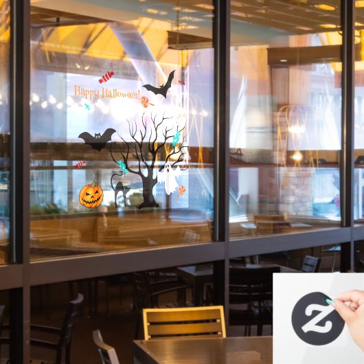 Grappige Halloween wezens en snoepjes Raamsticker (Restaurant Raam)