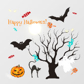 Grappige Halloween wezens en snoepjes Raamsticker (Vel)