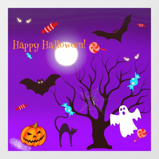 Grappige Halloween wezens en snoepjes Raamsticker (Vel)