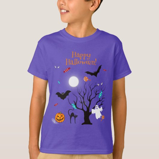 Grappige Halloween wezens en snoepjes T-shirt (Voorkant)