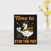 Grappige Halloween Witch Goose Herfst Herfsttijd n Kaart (Gele Bloem)