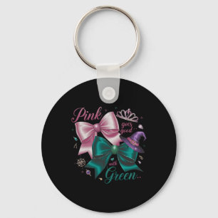 Grappige Halloween Witch Pink gaat goed met groene Sleutelhanger