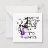 grappige Halloween witch switch voegt sentiment to Notitiekaartje (Voorkant)