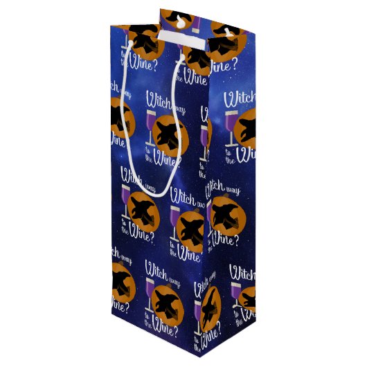 Grappige Halloween Witch Weg naar de Wijn Spooky Wijn Cadeautas (Achterkant Gekanteld)