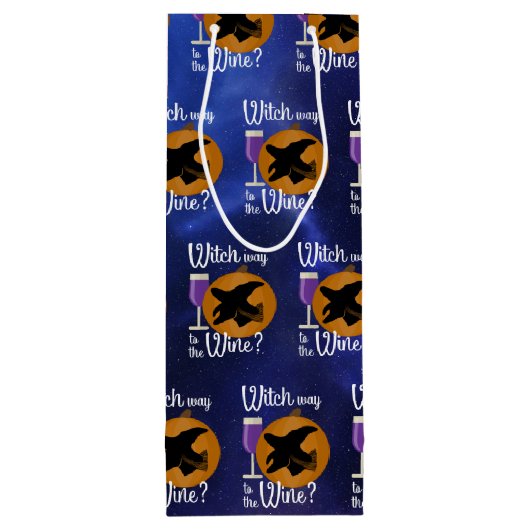 Grappige Halloween Witch Weg naar de Wijn Spooky Wijn Cadeautas (Achterkant)