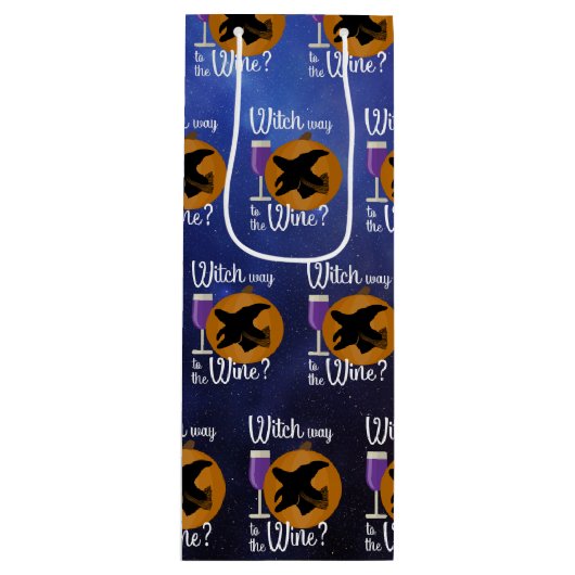 Grappige Halloween Witch Weg naar de Wijn Spooky Wijn Cadeautas (Voorkant)