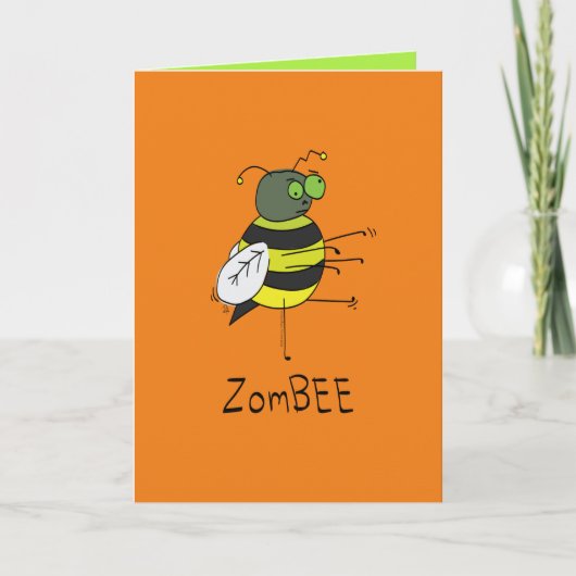 Grappige Halloween Zombie Bij Wenskaart Kaart (Voorkant)