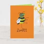Grappige Halloween Zombie Bij Wenskaart Kaart (Gele Bloem)