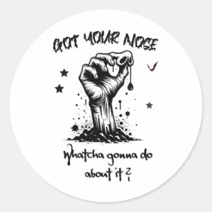 Grappige Halloween Zombie kreeg je neus Ronde Sticker