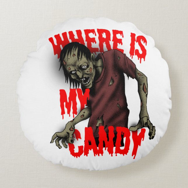 Grappige Halloween Zombie Kussen – “Waar Is Mijn S (Voorkant)